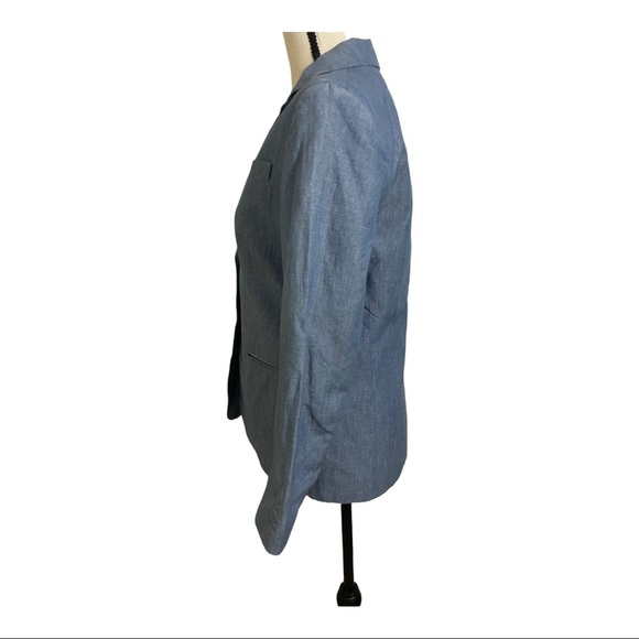 Theory womens chambray blazer 2 buttons lined cotton linen blend size 6 - Picture 6 of 12